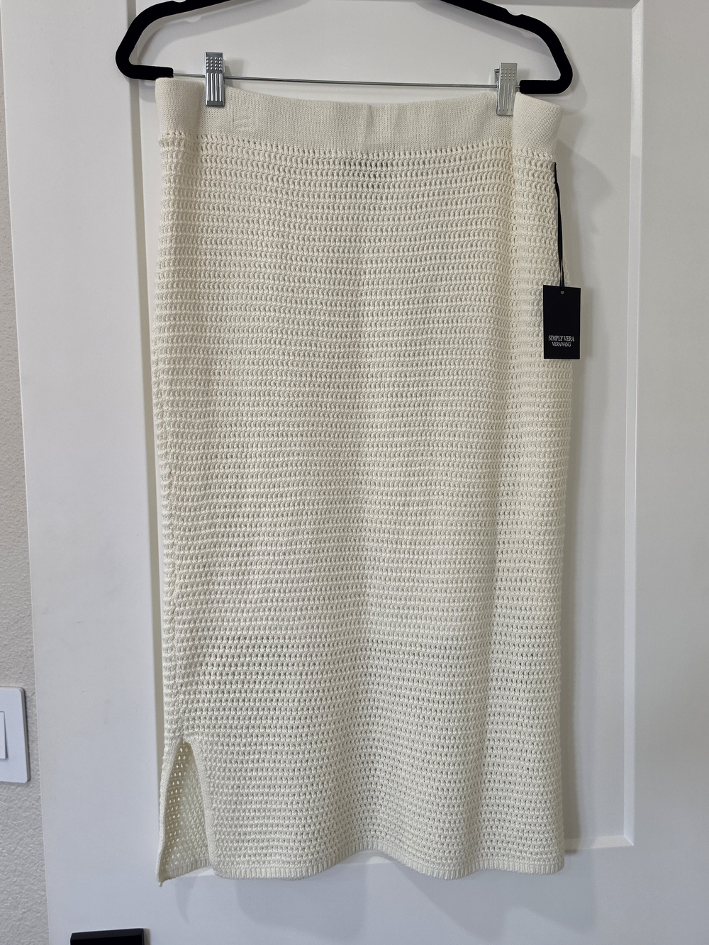 Kohls Simply Vera Vera Wang Cream Knit Midi Skirt with Side Slits